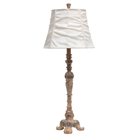 Lalia Home 31-in. Tall Vintage Embellished Table Lamp with Ruffled Cream Shade, Antique Color LHT-4025-CR